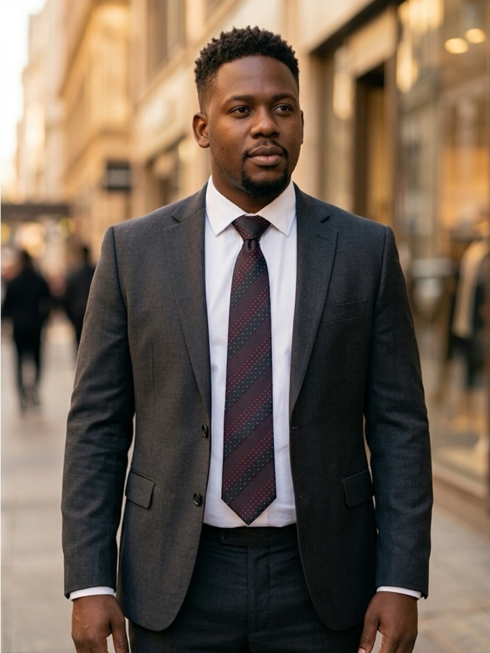 Pronto Uomo Black Tie with Red and Light Blue Dot Stripe | 100% Silk